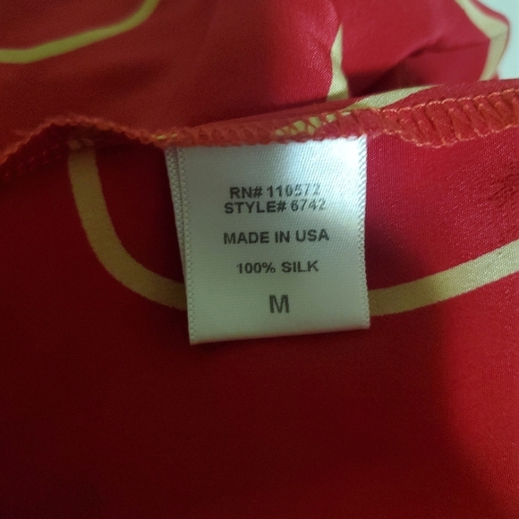Twelfth Street By Cynthia Vincent Silk Red and Yellow Abstract Dress.  Size M - Picture 6 of 7